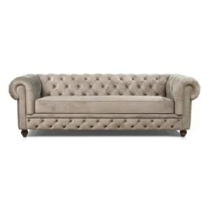 Modern Living Room Velvet Fabric Chesterfield Sofa