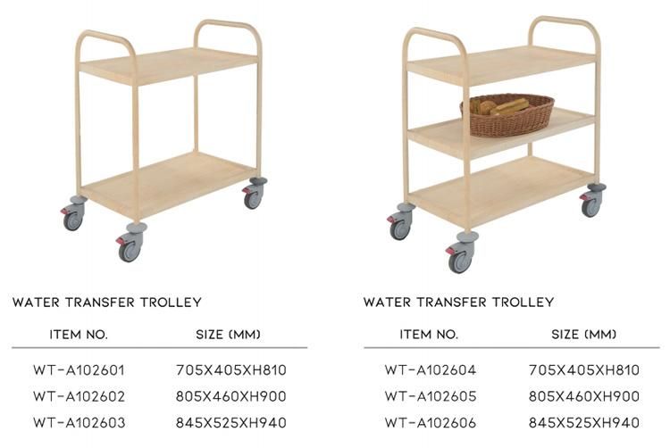 Hotel Restaurant 3 Tiers Water Transfer Printing Service Trolley Food Cart