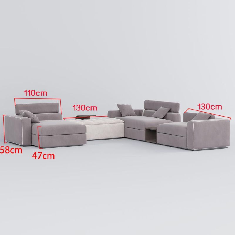 European Style Sectional Living Room Furniture Metal Leg Modern Fabric L Shape Sofa with High Quanlity