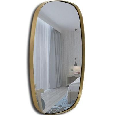 Modern Bathroom Irregular Type Gold Framed Mirror Facing Bed