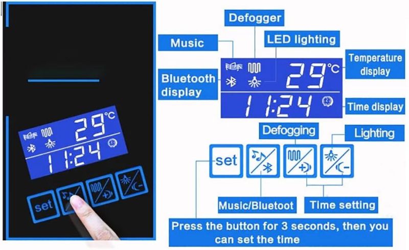 Factory Sale IP44 CE GS Grade Illuminated Backlit Mirror Smart Lighted Modern Bathroom Rectangle LED Mirror