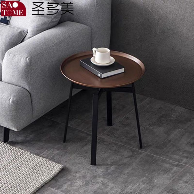 Simple Style Metal Frame Round Center Coffee Table