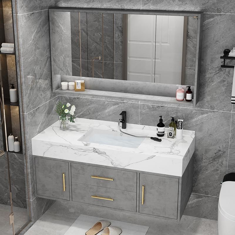 Bathroom Cabinet Melamine Solid Wood Intelligent Mirror Modern Simple Floor Marble Countertop