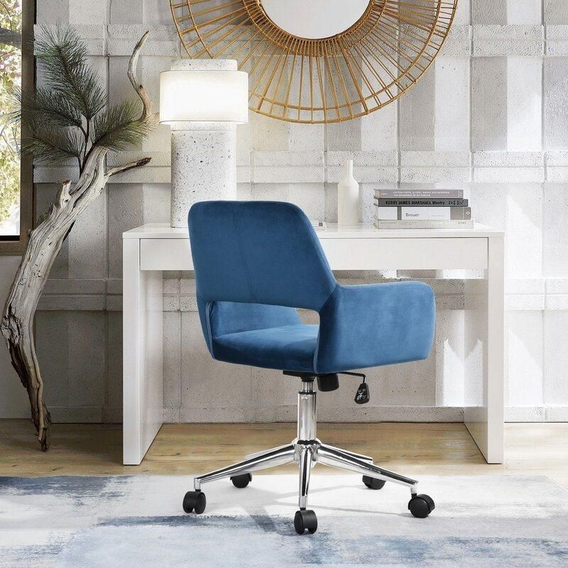 Modern Velvet Fabric Upholstered Executive Computer Chair Height Adjustable and Reclining 360 Swivel Lift Office Chair