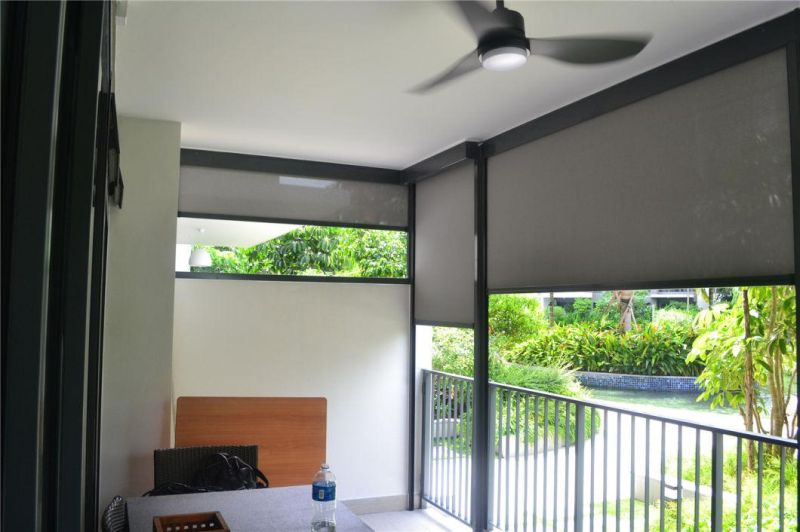 Outdoor Motorized Zip Track Windproof Roller Blinds Water Proof Roller Blinds