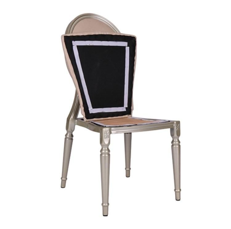 Modern Furniture Popular Gold Round Back Metal Sponge Wedding Stainless Steel Aluminium Wood Like Hotel Chair