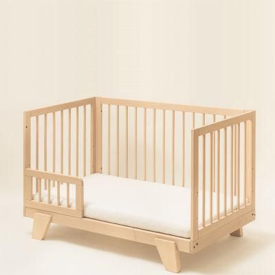 Custom Simple Style Adjustable Height Baby Crib Paint-Free Solid Wood Baby Cot