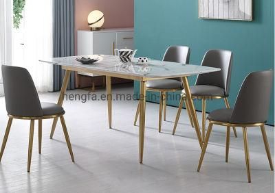 Modern Living Room Furniture Set Metal Frame Marble Dining Table