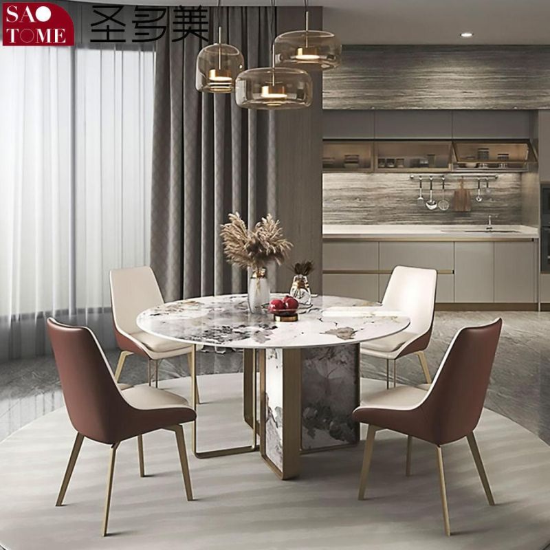 Modern Rock Furniture Stainless Steel Titanium Round Dining Table