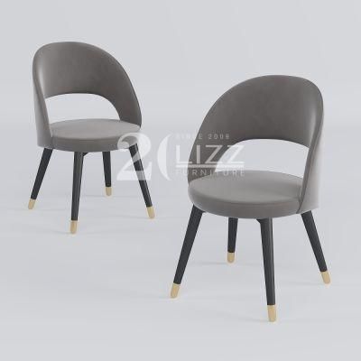 Modern Home Dining Room Furniture European Leisure Fabric Chair with Four Metal Feets