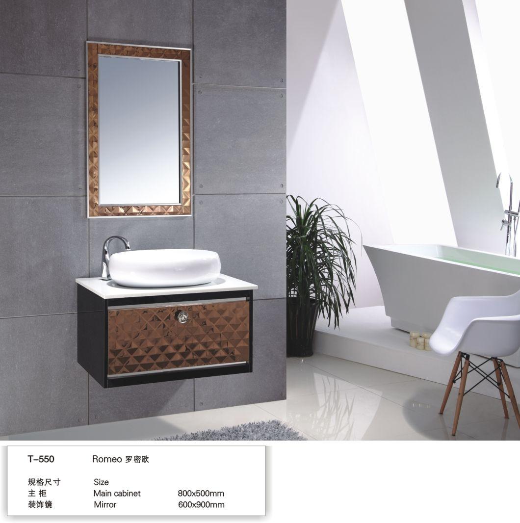 Mirrored Marble Countertop Stainless Steel Modern Toilet Storage Bathroom Furniture