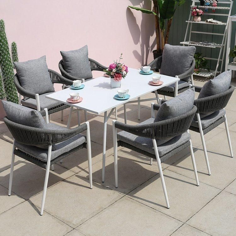 Wholesale Modern Style Outdoor Furniture Garden Dining Set Hotel Aluminum Table Round Square Rattan Furniture for Restaurant