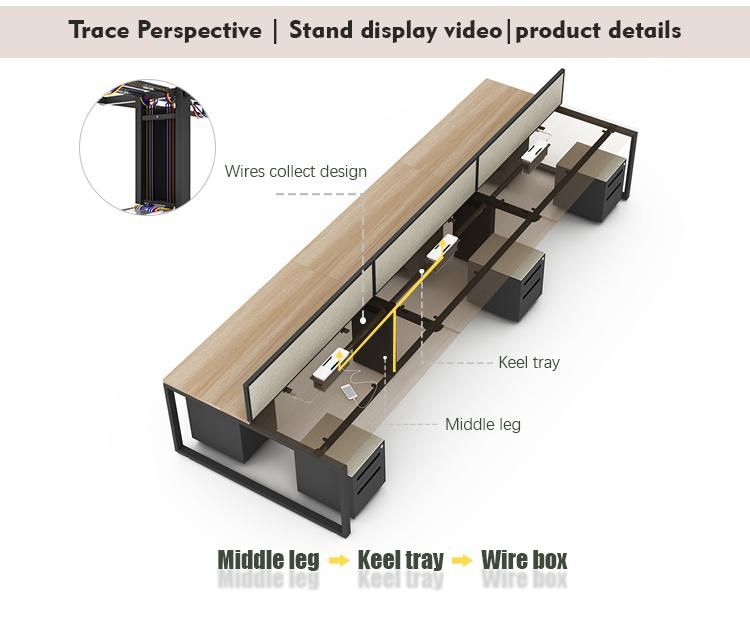 New Product Wooden Table Design Desks 6 Person Workstation Office Furniture