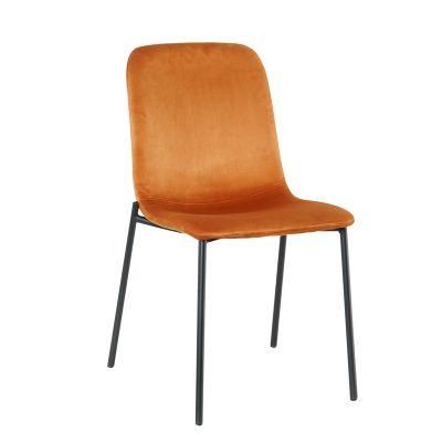 Modern Design Wholesale Classic Orange Velvet Fabric Tufted Back Upholstery Dining Chair