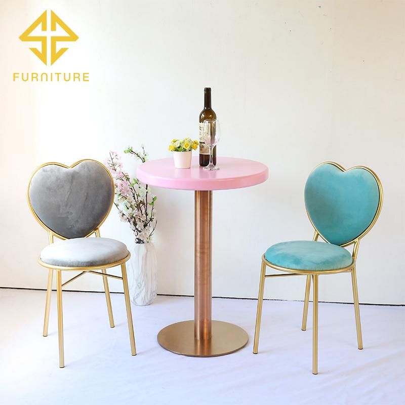 Modern Golden Heart Metal Frame Velvet Cover Dining Chair for Hotel Wedding Banquet Used