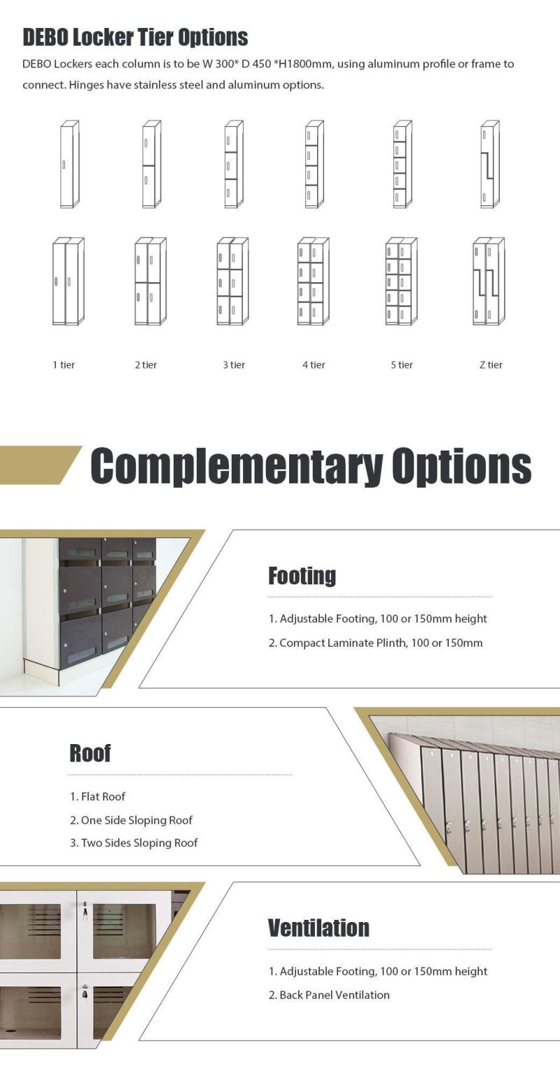 Modern Design 12mm HPL Compact Laminate 2 Door Cabinet Locker for Hospitals