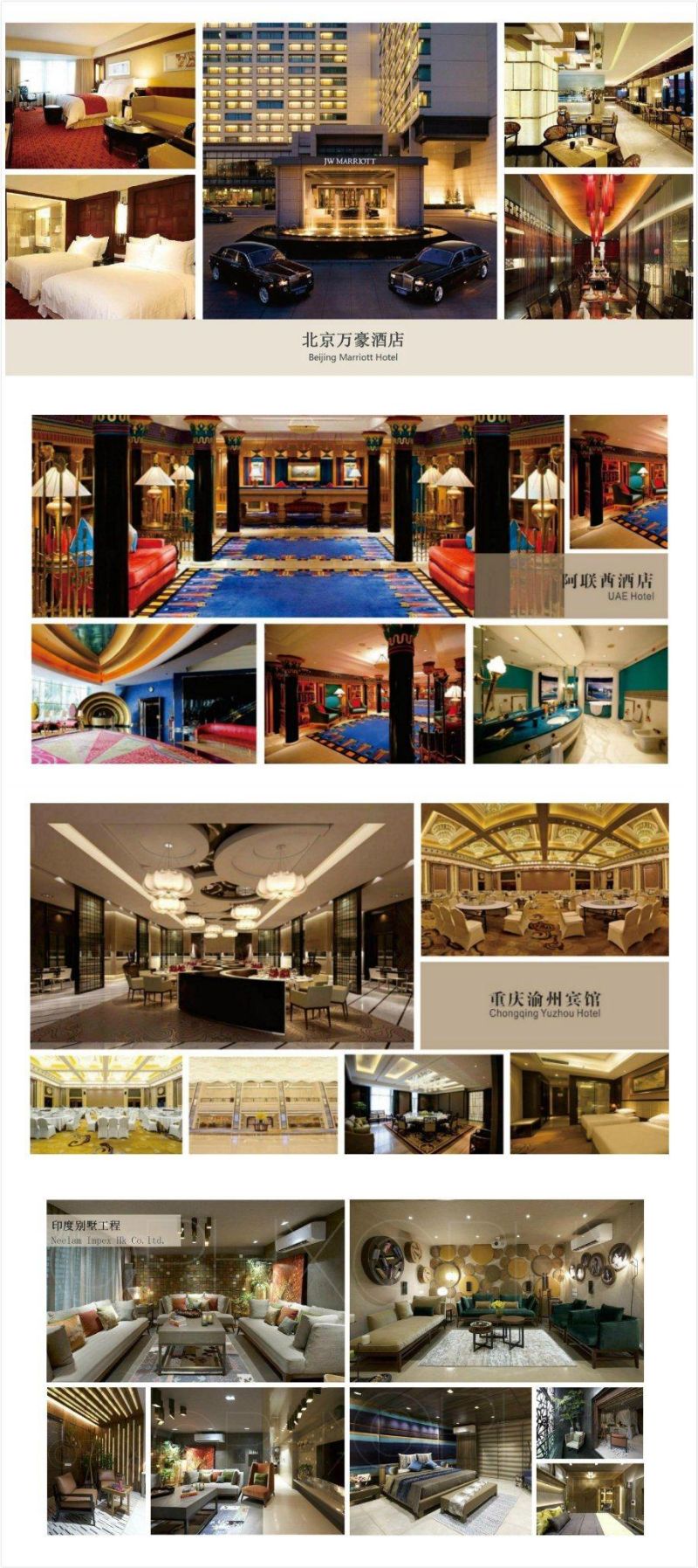 Custom-Made Export 5 Star Chinese Hotel Apartment Furniture Living Room Bedroom Suite Luxury Villa King Size Bed Furniture