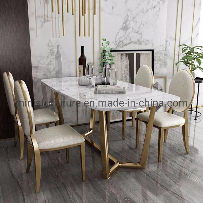 (MN-DT629) Home Modern Simple Marble/Slap Top Dining Table Furniture