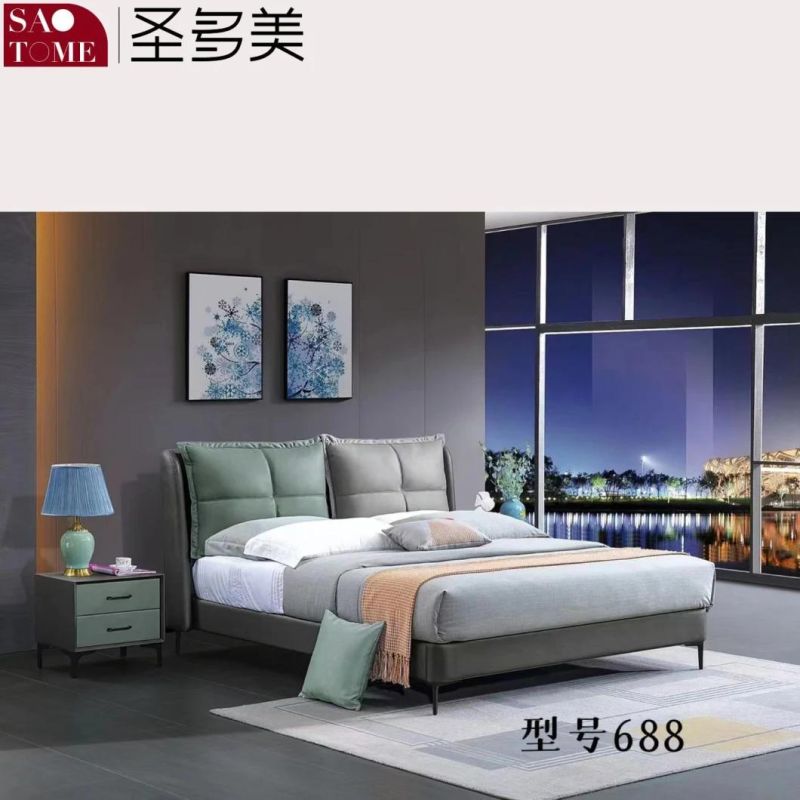 Modern Solid Wooden Home Bedroom Hotel Furniture Sofa Double King Bed