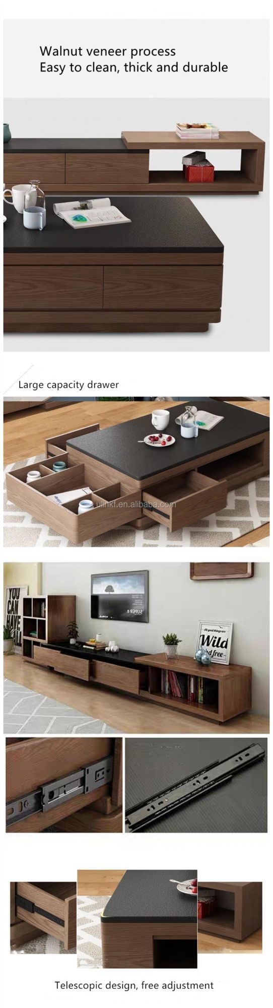 Modern Home Furniture Living Room Center Wall TV Cabinet Coffee Table Wooden Hotel Office Living Room Home Furniture