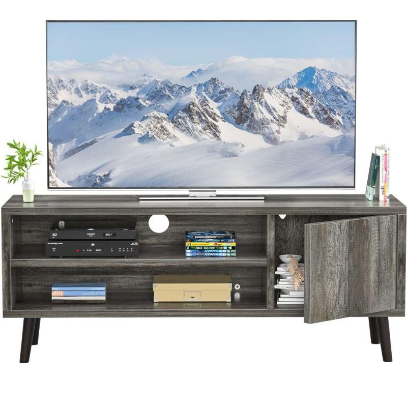 TV Stand for 55 Inch TV with Storage, Retro TV Console Table Wood TV Stand for Media Cable Box Gaming Consoles