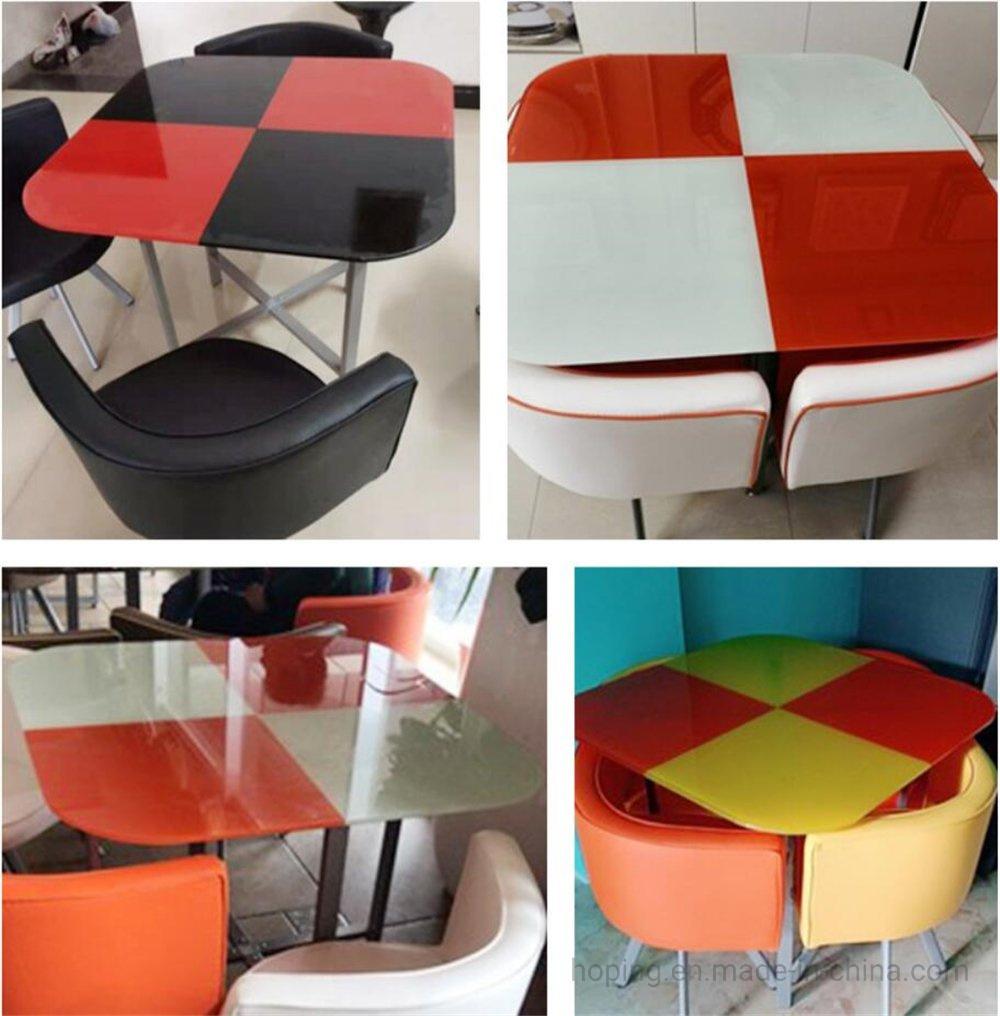 Colored Glass Triangle Table Tops Modern Dining Table Set for 2 Seats Low Seating Living Room Furniture Modern Stylish Dining Room Sets