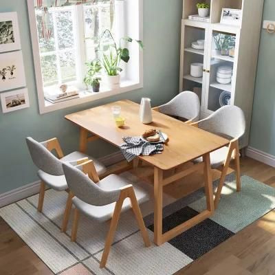 Furniture Modern Furniture Kitchen Cabinets Home Furniture Nordic Wood Color Solid Wood Dining Table and Chair Combination Furniture