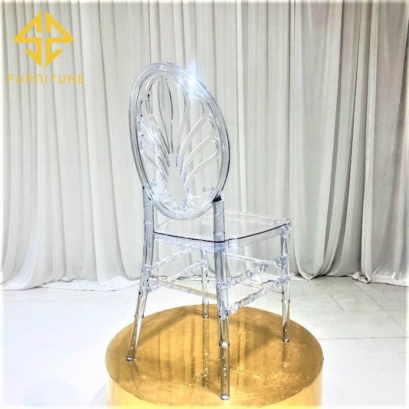 Modern Flowery Back Decoration Plastic Chairs for Event Wedding Use