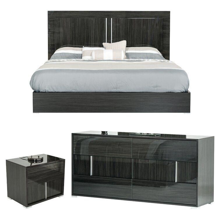 Nova Queen Modern Low-to-The-Ground Look Bedroom Set Furniture