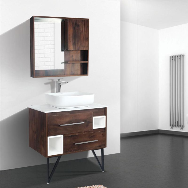 Modern and Simple Stainless Steel Bathroom Cabinet with Mirror Cabinet