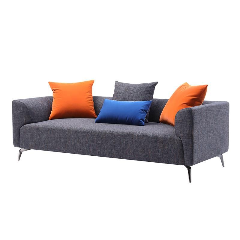 Living Room Furniture Modern Simple Fashion Design Sectional Gray Fabric Sofa with Metal Leg