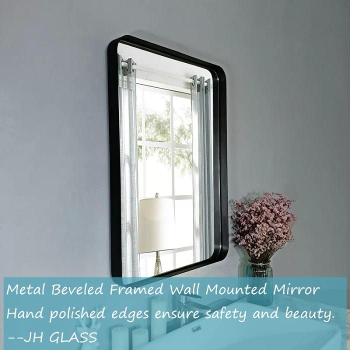 Home Decor Wall Mirror Furniture Black Bathroom Metal Framed Mirror