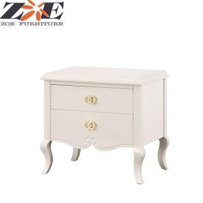 Modern Luxury Solid Wood and MDF High Gloss PU Painting Bedside Table with Drawers