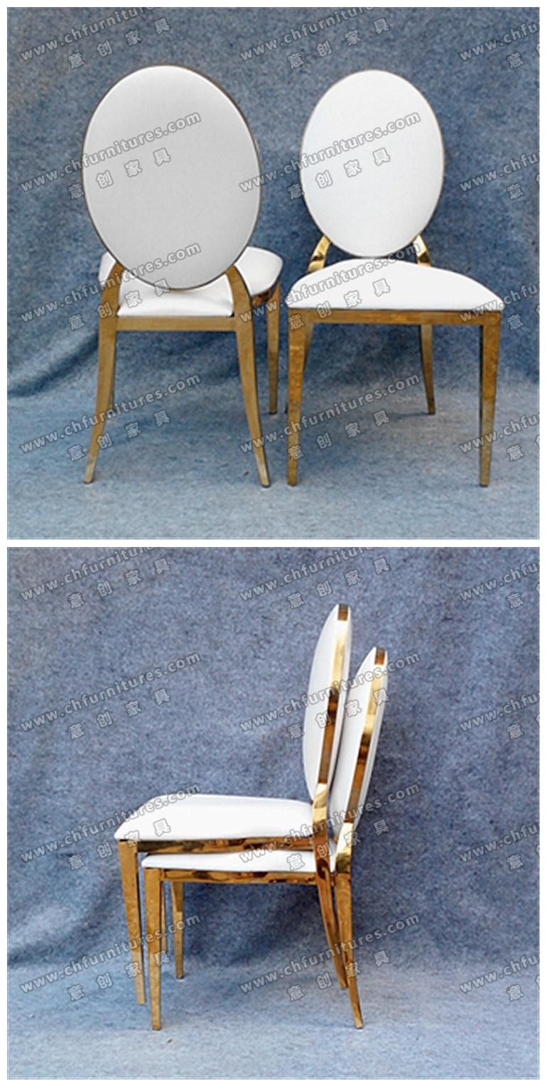 Cheap Gold Stainless Stee Diorl Chair with White PU Leather Seat Cushion in Dubai (YCX-SS26-01)