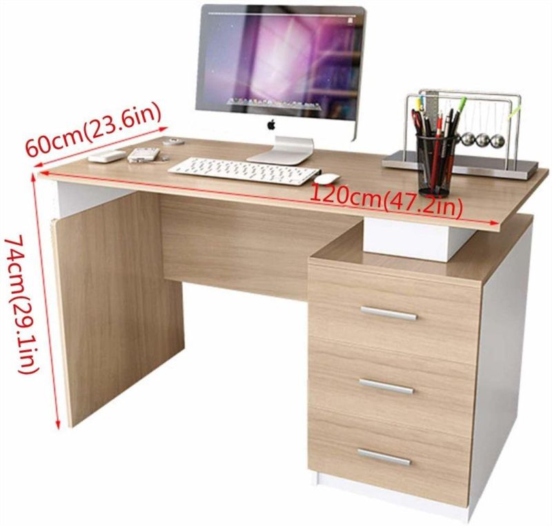 Home Office Desks, Computer Desk with Drawer Single Desktop Laptop Desk Home Simple Modern Student Study Desk with Drawers, Three Drawers on The Right