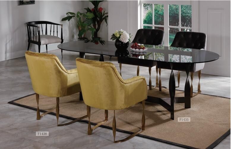 Gold Brush Metal Dining Table Set Dining Furniture Sets Round