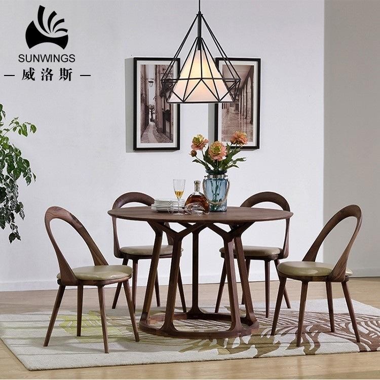 Italian Fashion Artistical Wooden Round Nordic Dining Table Made in China