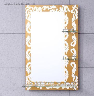 Double Layer Home Decorative Bathroom Make up Resin with Shelf Mirror