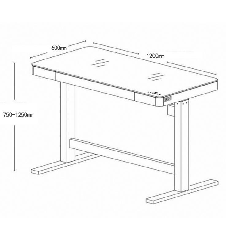 Glass Top Adjustable Height Desk