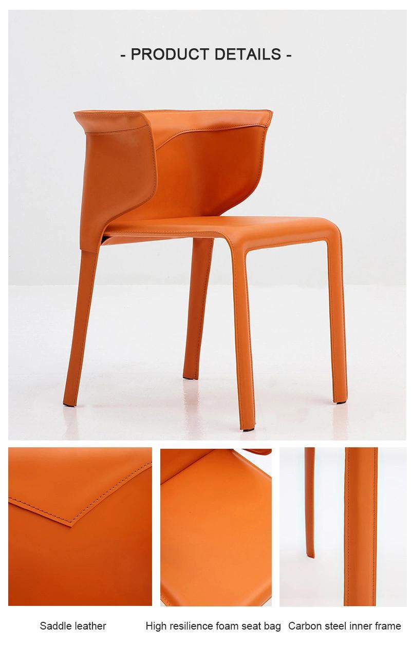 Wholesale Stylish Design Saddle Leather Upholstered Steel Dining Chairs