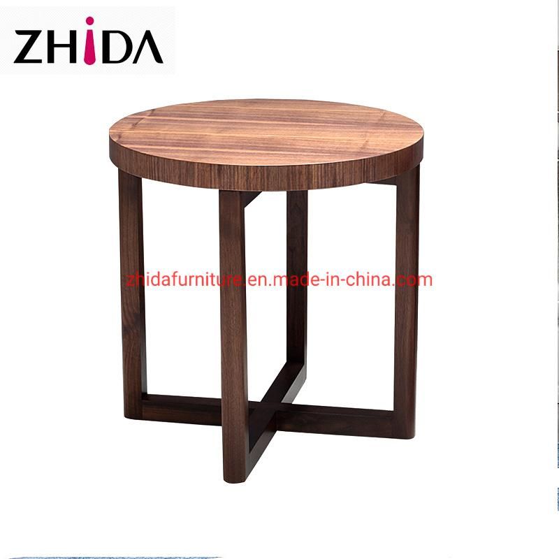 Modern Round Wooden Solid Wood Coffee Table Side Table