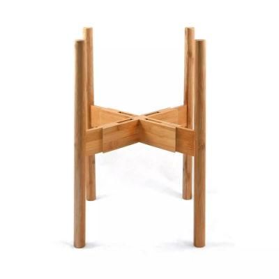 Modern Adjustable Bamboo Flower Pot Wood Plant Stand