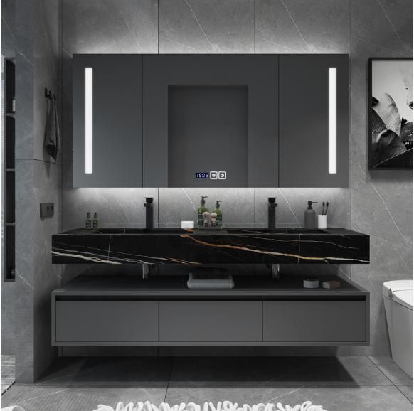 Modern Rock Plate Top Bathroom Cabinet Combination Smart Mirror Light Bathroom Vanity Cabinet