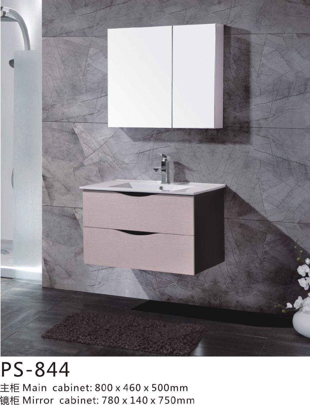 PVC Paint Free Wall Mounted Type Bathroom Furniture with Artificial Stone Top Ceramic Basin and Mirror