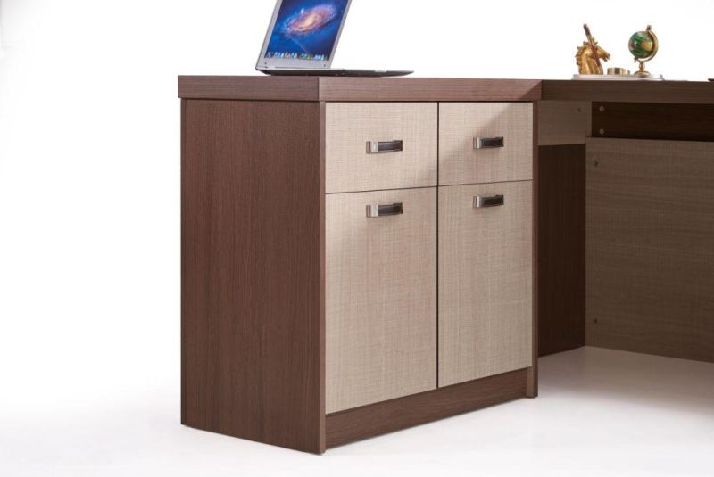 Luxury Modern Design L Shaped Wooden Executive Office Table with Mobile Pedestal