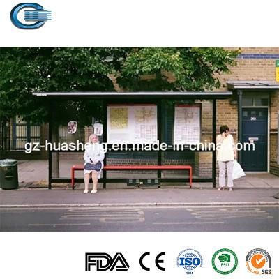 Huasheng Glass Bus Stop Shelters China Metal Bus Stop Shelter Manufacturers Outdoor Modern Mupi Bus Stop Advertisement Bus Shelter