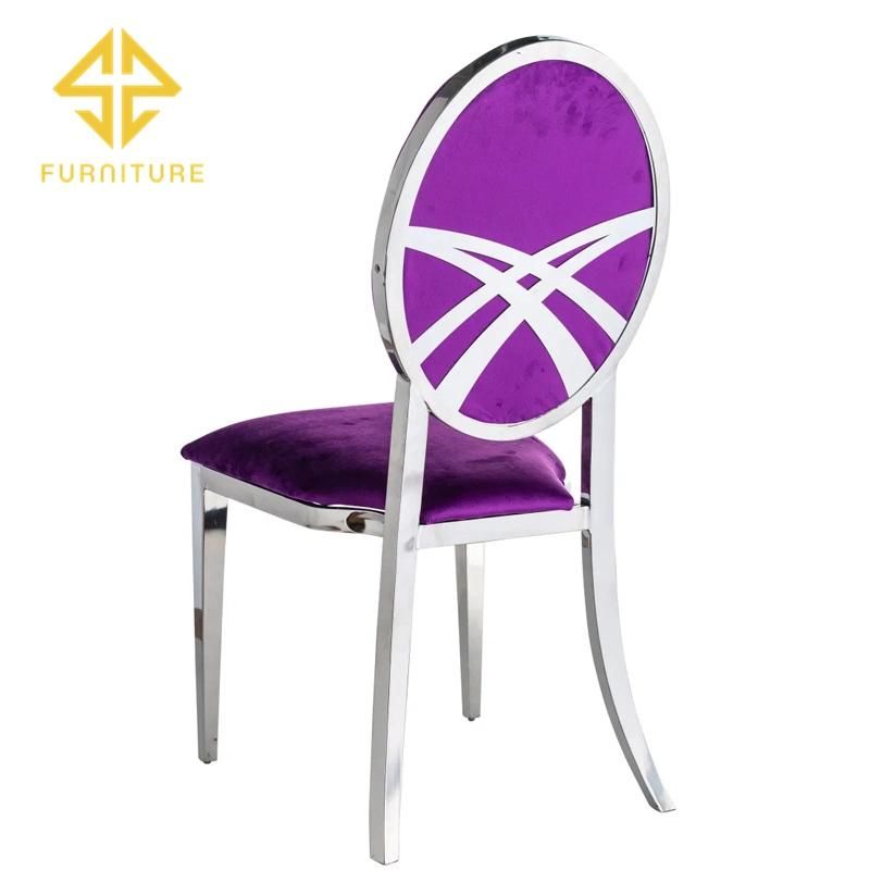 Stainless Steel Hotel Event Furniture Gold Metal Frame Velvet Cushion Wedding Chairs for Dining