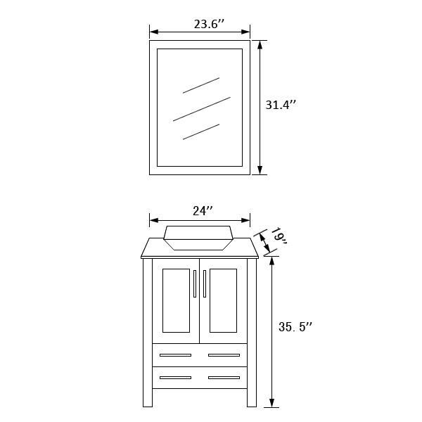 Modern Above Mount Ceramic Sink Bath Furniture T9158