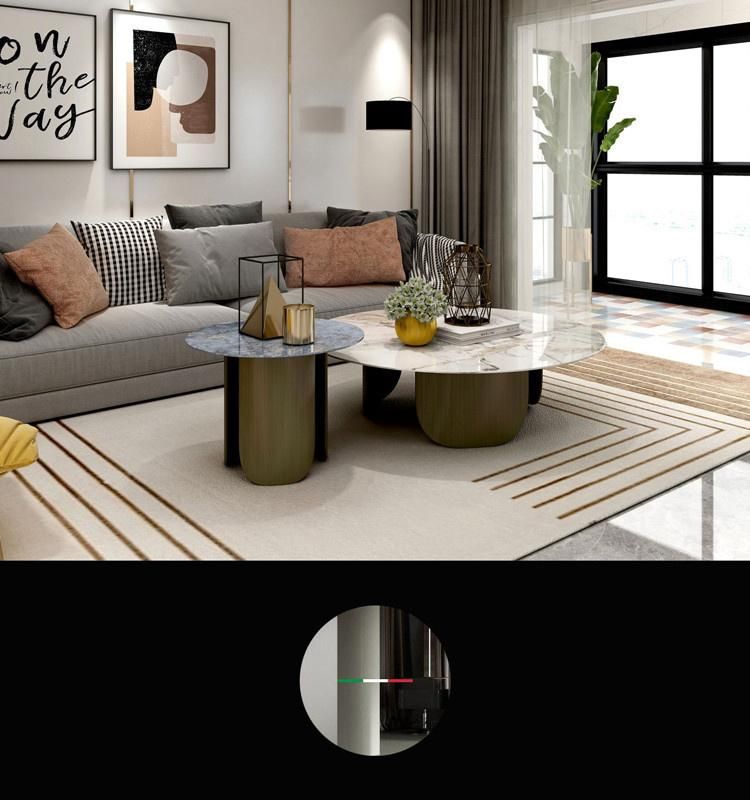 Modern Furniture Bright Round Marble Rock Plate Tea Table