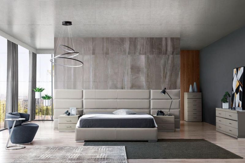 2020 Ciff Simple Style Luxury Bedroom Furniture Queen Size Grey Color Soft Wall Bed Gc1731